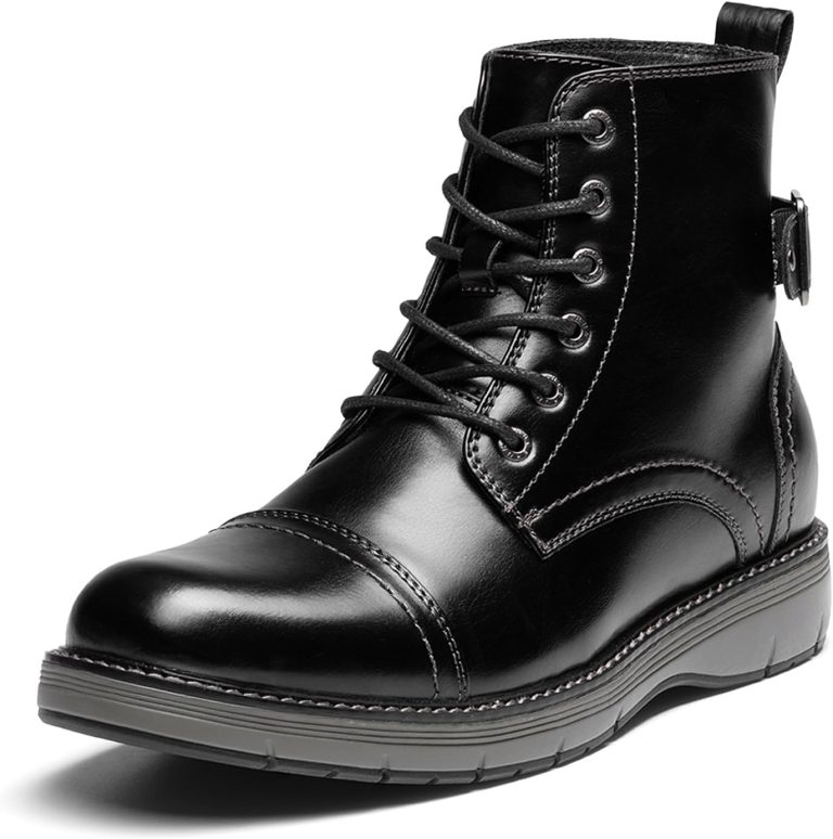 Men’s Steel Toe Western Work Boots, Square Toe Safety Cowboy Ankle Boots