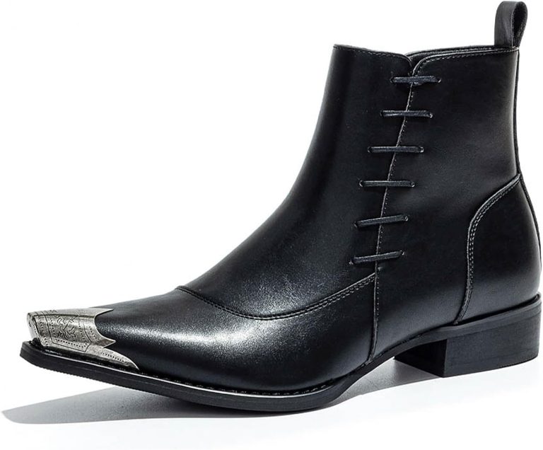 Men’s Oxford Lace-Up Ankle Boots, Side Zipper Business Casual Leather Boots