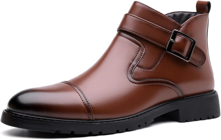 Men’s British Style Oxford Chelsea Boots, Genuine Leather Casual Formal Boots