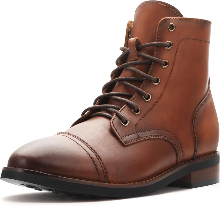 Men’s Classic Leather Side Zip Ankle Boots, Business Casual Dress Boots