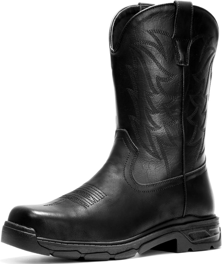 Men’s Metal Toe Cap Chelsea Boots, Side Zipper Comfortable Dress Ankle Boots