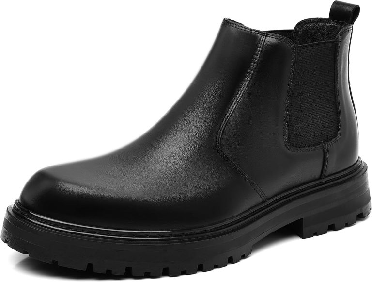 Men’s Wide Toe Platform Chelsea Boots, Casual Slip-On Fashion Ankle Boots with Height Increase Sole