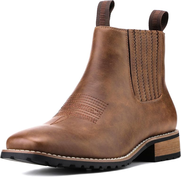 Men’s Patent Leather Chunky Combat Boots, Wide Toe Lace-Up Side Zip Ankle Boots